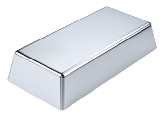 a blank silver bar ingot isolated on white background