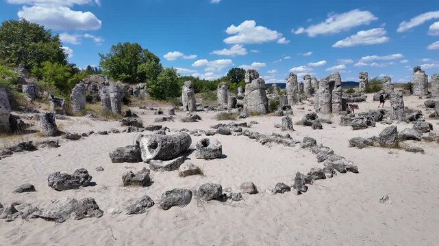 Summer view of rock formation Pobiti Kamani (Upright Stones), Varna region, Bulgaria
