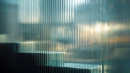 ribbed glass with linear vertical texture