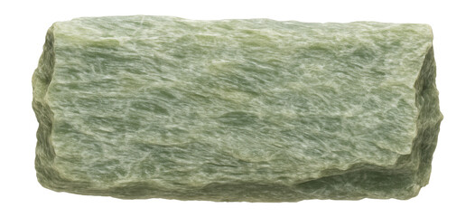 Unpolished serpentine with a fibrous texture and pale green hue