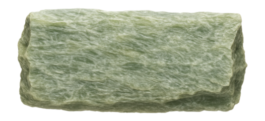 Unpolished serpentine with a fibrous texture and pale green hue