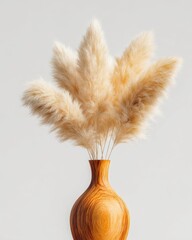 Light beige pampas grass in a wooden vase (4)