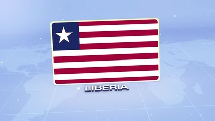 Liberia National Flag Animated 3D Render with Futuristic Blue Background