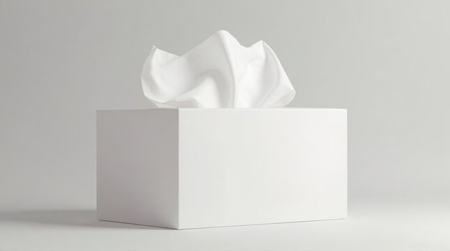 Clean white tissue box with soft, inviting textures ready for use in home, office, or healthcare settings, offering comforting relief