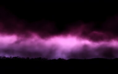 Purple Haze Landscape,  Dark Fantasy Night Sky with Silhouette Trees