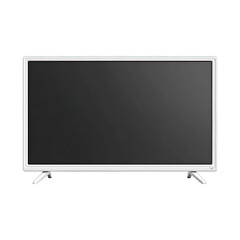 Obraz premium A simple, white flat-screen TV. It's rectangular, with a dark-grey screen