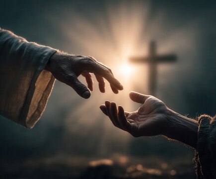 Naklejki God extends a helping hand to man  