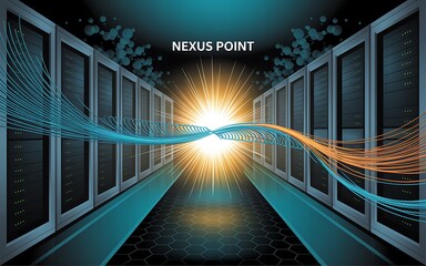 Nexus point of data streams in server room data center