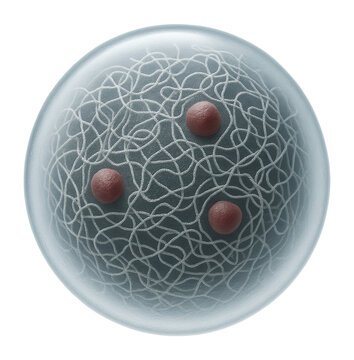 Nucleus of a cell with chromatin strands visible during interphase