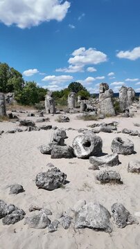 Summer view of rock formation Pobiti Kamani (Upright Stones), Varna region, Bulgaria