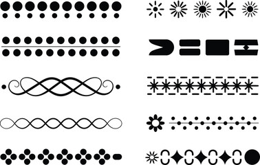 Obraz premium A collection of decorative borders and dividers in black and white style