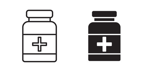 Medicine bottle icon Vector illustration stroke and fill on whtie background