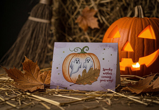 Halloween Greeting Card Mockup