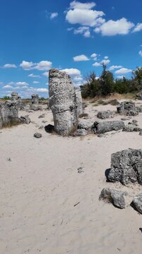 Summer view of rock formation Pobiti Kamani (Upright Stones), Varna region, Bulgaria