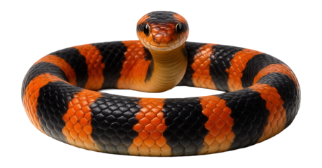 Bi-colored corn snake with alternating orange and black bands