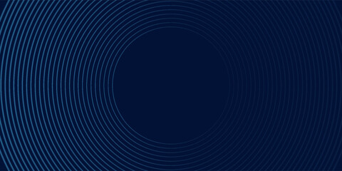 Abstract blue glowing geometric lines on dark blue background. Modern shiny blue circle lines pattern. Futuristic technology concept. Suit for cover, poster