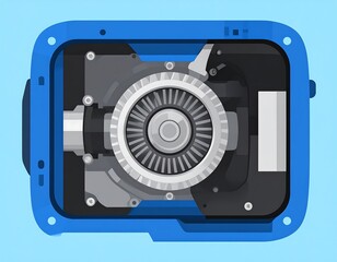 Fototapeta premium Engine housing, top-down view