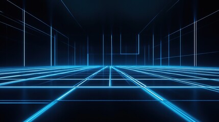 Naklejka premium Futuristic Abstract 3D Background with Blue Glowing Grid for Digital Technology