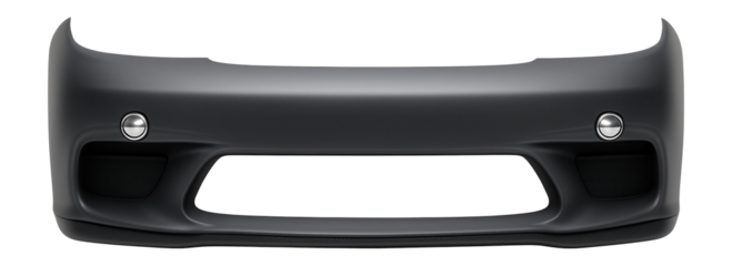 Front bumper with integrated headlight washers and smooth contour lines