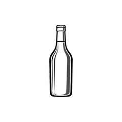 Bottle monochrome black and white sketch icon logo flat vector design