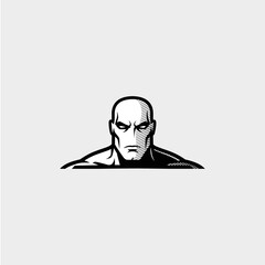 A superhero monochrome black and white sketch icon logo flat vector design