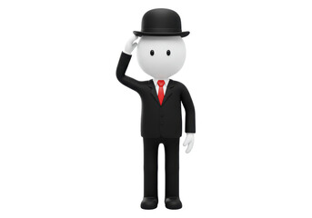 Isolated Stick Figure in Suit Tipping Hat, Respectful