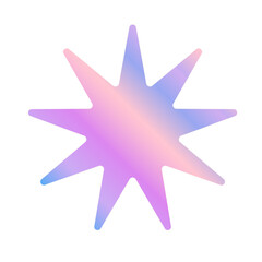 Iridescent Pastel Gradient Star Icon. Romantic Vintage Christmas Celebration Symbol. Holiday Ray Cute Childish Decoration. Magic Dreamy Soft Colored Celestial Boho Sign. 