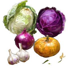 Naklejka premium Still life of vibrant fall vegetables
