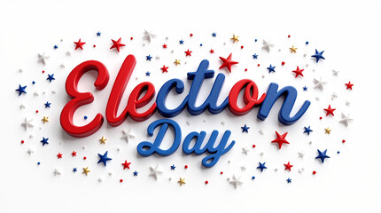 Festive election day design isolated on white background, featuring celebratory elements and patriotic colors, symbolizing the importance of voting and democratic participation in a nations progress