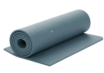 Isolated Rolled Up Blue-Gray Yoga Mat for Exercise