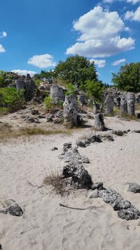 Summer view of rock formation Pobiti Kamani (Upright Stones), Varna region, Bulgaria