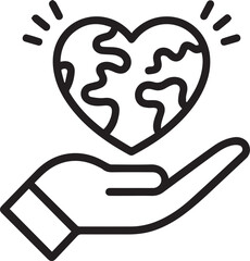 Obraz premium Hand Holding Heart-Shaped Earth Icon
