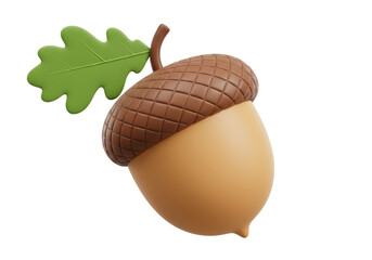 Isolated Acorn with Leaf Detail