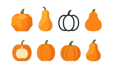 Geometric and linear pumpkin and squash collection for fall design projects
