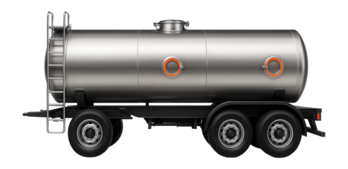 Articulated bitumen transport vehicle with rear-mounted ladder and side manholes