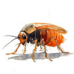 Flea, watercolor illustration vector, isolated on a white background.