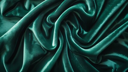Obraz premium Velvet fabric with rich folds and soft highlights, deep jewel-toned color – luxurious textile texture