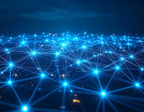 Abstract network of glowing points - Powered by Adobe