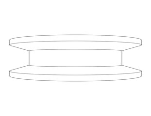 Detailed Wireframe Mechanical Part: 3D Isometric Black Outline Pulley Wheel with Square Hole and Circular Openings. Engineering Blueprint Style Line Art Digital Illustration Transparent HD Background 