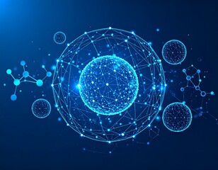 Abstract illustration of interconnected spheres, potentially representing molecules or cells