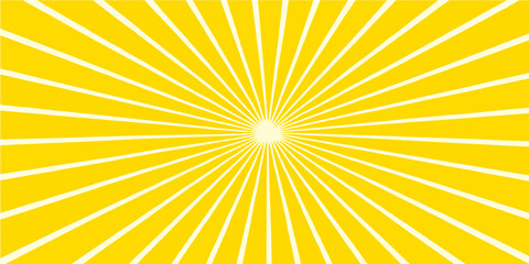 Yellow summer sunburst vector with bright orange starburst rays