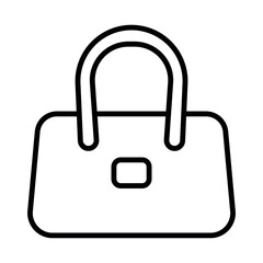 Illustration of a black icon of a women's bag on a white background