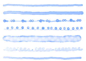水色の飾り罫線・手描きの水彩で描いたライン