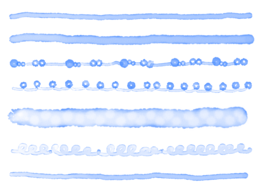 水色の飾り罫線・手描きの水彩で描いたライン