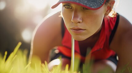 Athlete training intently sports field image capture natural light close-up focused determination
