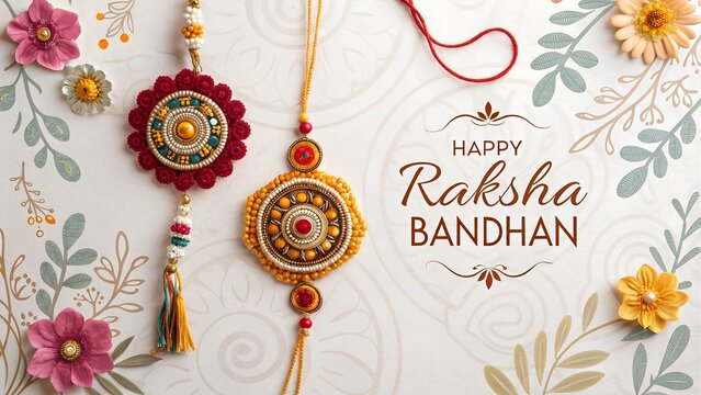 happy raksha bandhan concept with beautiful rakhis