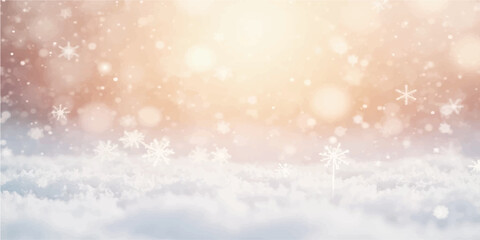 An abstract red Christmas background with sparkling snowflakes and a beautiful winter bokeh effect