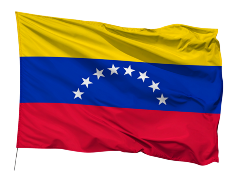 Venezuelan Flag Waving in Wind with Visible Star Arc and Fabric Textur