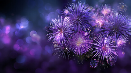 Purple Fireworks Display Against a Dark Night Sky