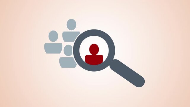 Magnifying Glass Highlighting Person Icon Among Group